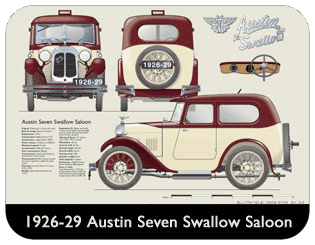 Austin Seven Swallow Saloon 1926-29 Place Mat, Medium